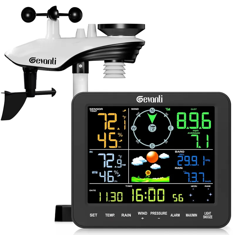 Gevanti SA8 Home Weather Station with Rain Gauge and Wind Speed